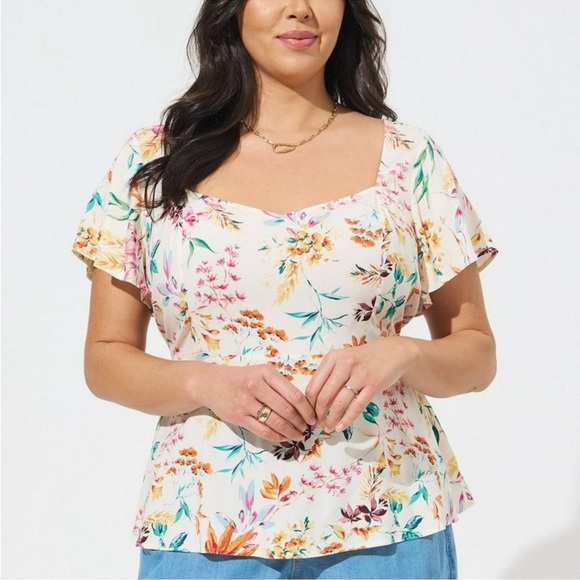 torrid Tops - NWT Torrid size 3 peplum Challis sweetheart flutter sleeve blouse